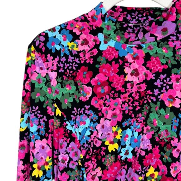 Future Collective Long Sleeve Mock Neck Side Ruched Slit Midi Dress - Size M - Picture 3 of 7